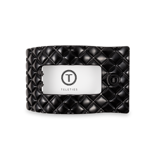 Jet Black Quilted Medium Flat Rectangle Hair Clip