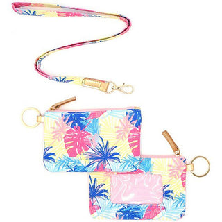 Colorful Tropical Leaves ID Wallet & Detachable Lanyard