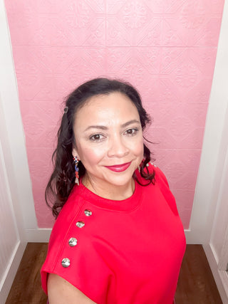 Crimson Edge Studded Top
