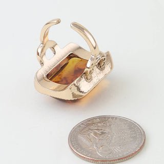 Tortoise Marble Stone Ring | Adjustable
