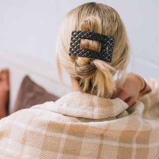 Truly Taupe Quilted Flat Rectangle Medium Hair Clip