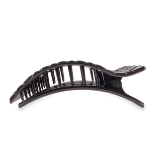 Jet Black Quilted Large Flat Rectangle Hair Clip