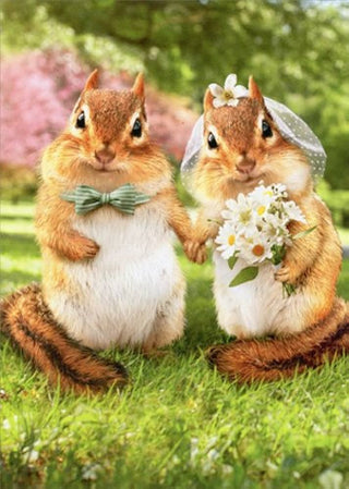 "Chipmunk Bride And Groom"  Wedding Card