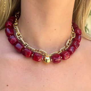 Massey Chunky Beaded Necklace | Maroon