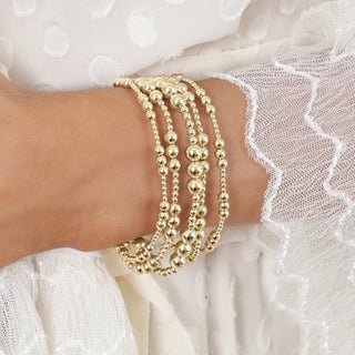 Classic Joy Pattern 6mm Bead Bracelet-Gold