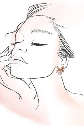 Pearl Bow Stud Earrings