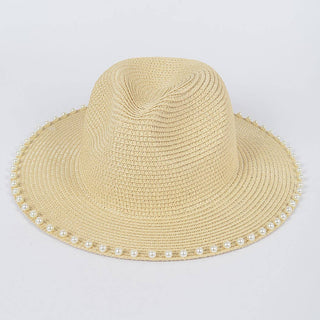 Pearl Beaded Straw Hat