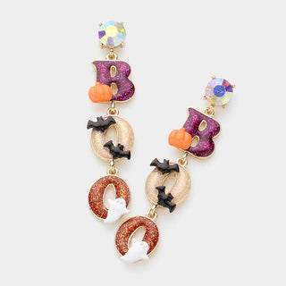 Enamel "BOO" Dangle Earrings