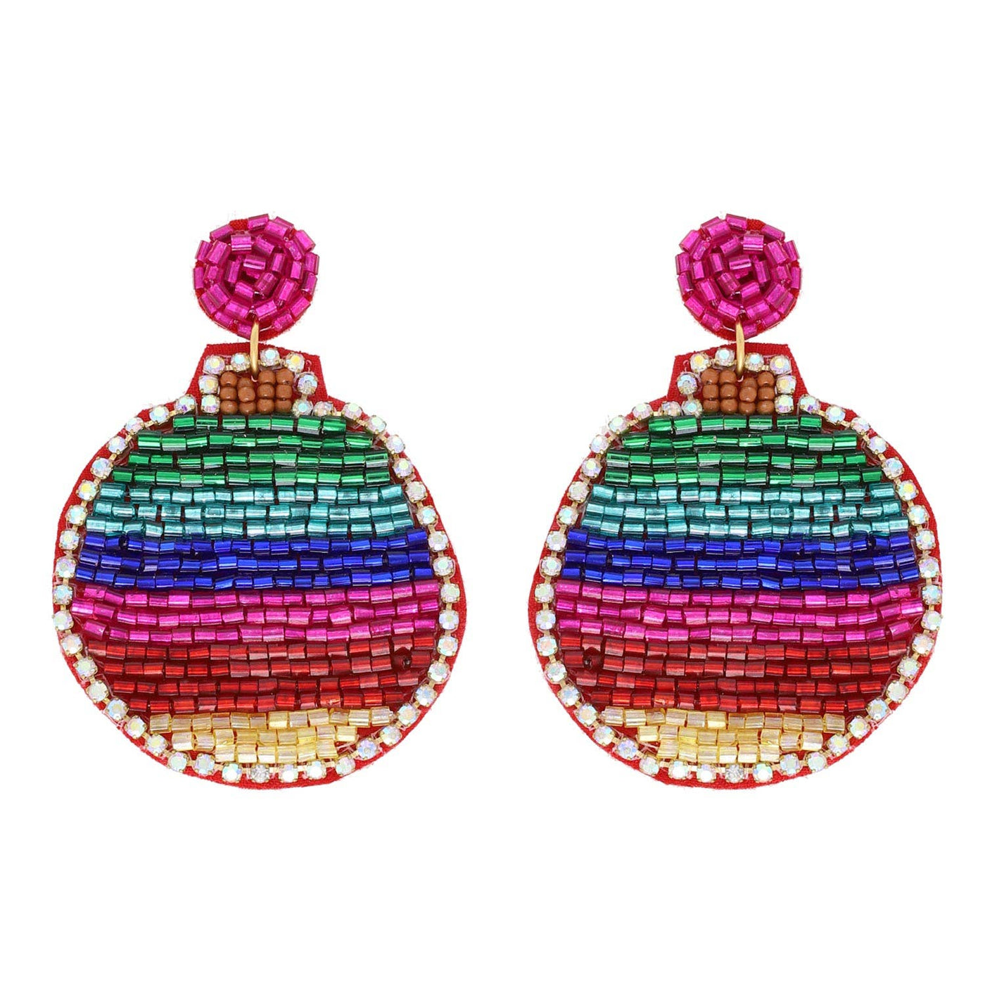 Rainbow Christmas Sphere Dangle Earrings