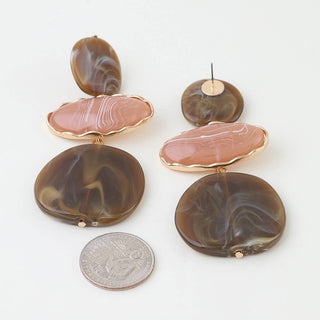 Triple Marble Stone Drop Earrings
