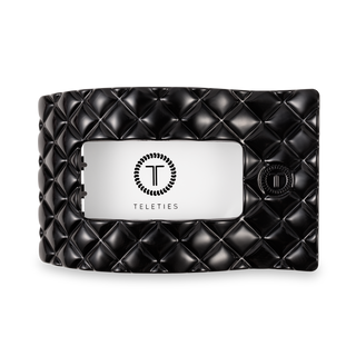 Jet Black Quilted Large Flat Rectangle Hair Clip