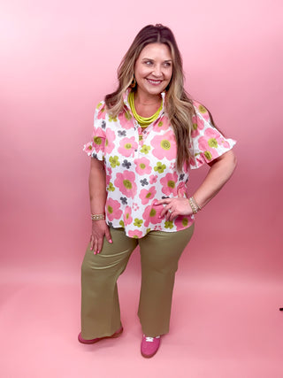 Chic Wide Leg Pants | Light Olive