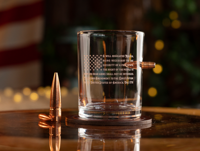 Real Bullet Whiskey Glass - 2nd Amendment American Flag