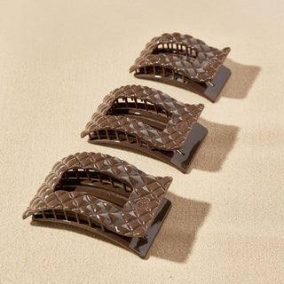 Truly Taupe Quilted Large Flat Rectangle Hair Clip