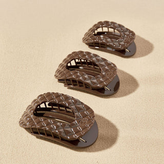 Truly Taupe Quilted Medium Flat Round Clip