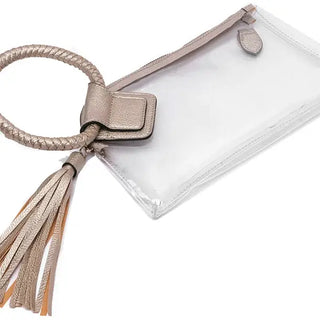 See Through Clear Wristlet Champagne Gold