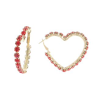 Crystal Rhinestone Heart Hoop Earrings