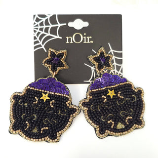 Witch Cauldron Seed Bead Earrings