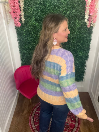 Frida Multi Color Stripe Oversized Sweater Top