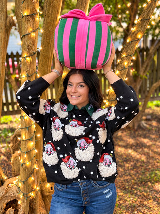 Queen Of Sparkles | Polka Dot Santa Head Sweater