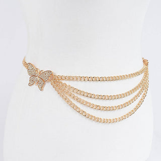 Butterfly Buckle Layered Chain Belt