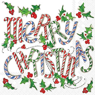Merry Christmas Cane Paper Cocktail Napkins