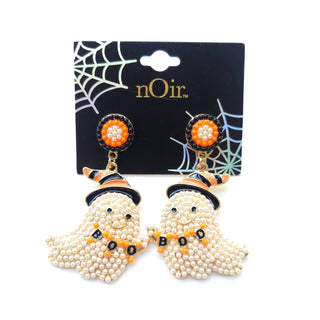"Ghost Wearing Witch Hat" Stone Drop Earrings