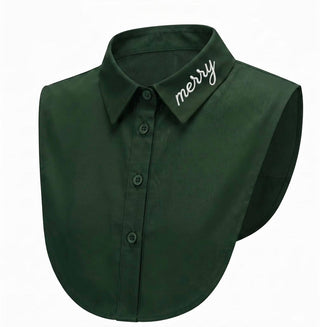 Dark green dickie with a collar labeled 'merry'.