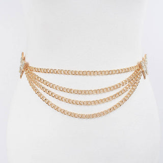 Butterfly Buckle Layered Chain Belt