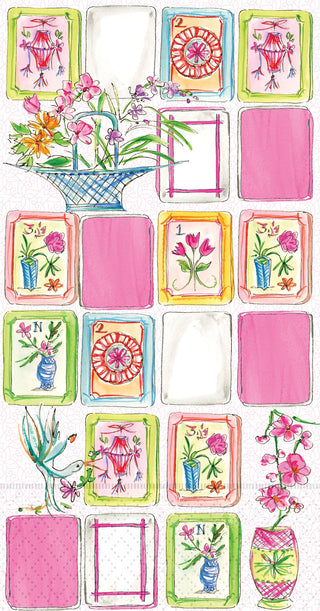 Mahjong pink paper guest towels.