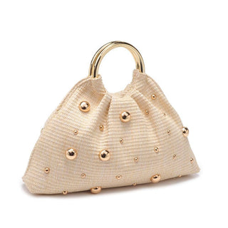 Harper Studded Straw Clutch/Evening Bag