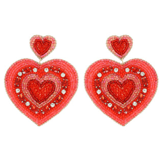 Heart Shaped Valentines Day Beaded Earrings