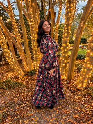 Queen Of Sparkles | Plaid Nutcracker & Bow Midi Skirt