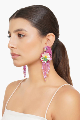 Pink Chirp Beaded Earrings