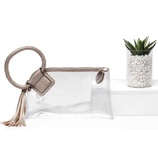 See Through Clear Wristlet Champagne Gold