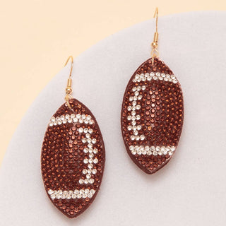 Rhinestone Football Dangle Earrings