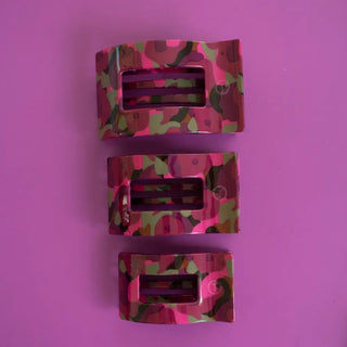 Teleties Garden Glow rectangular flat hair clips.