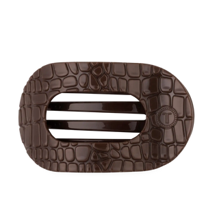 Brown Crocodile Flat Round Hair Clips