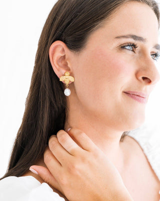 Susan Shaw | Bee + Pearl Drop Earrings