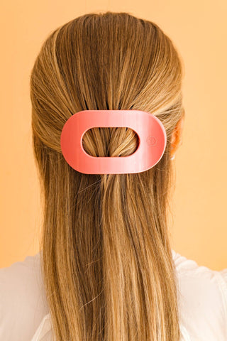 Calming Coral Large Round Flat Hair Clip