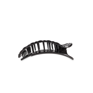 Jet Black Quilted Small Flat Round Hair Clip