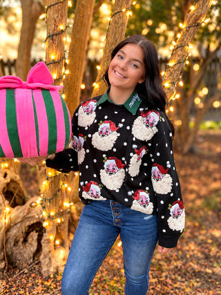 Queen Of Sparkles | Polka Dot Santa Head Sweater