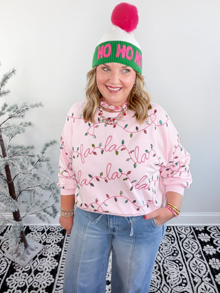 pink christmas lights sweatshirt