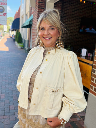 Ivory Bloom Denim Jacket