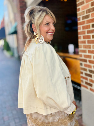 Ivory Bloom Denim Jacket