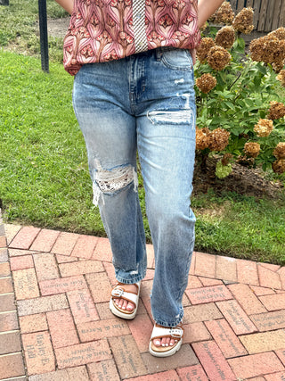 Saige Denim | Christy High Rise Crochet Barrel Jeans