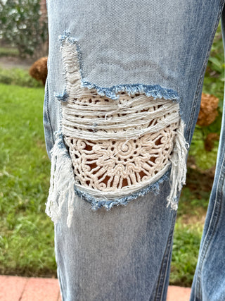 Saige Denim | Christy High Rise Crochet Barrel Jeans
