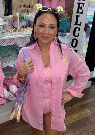 Vacay beach cover up shirt.