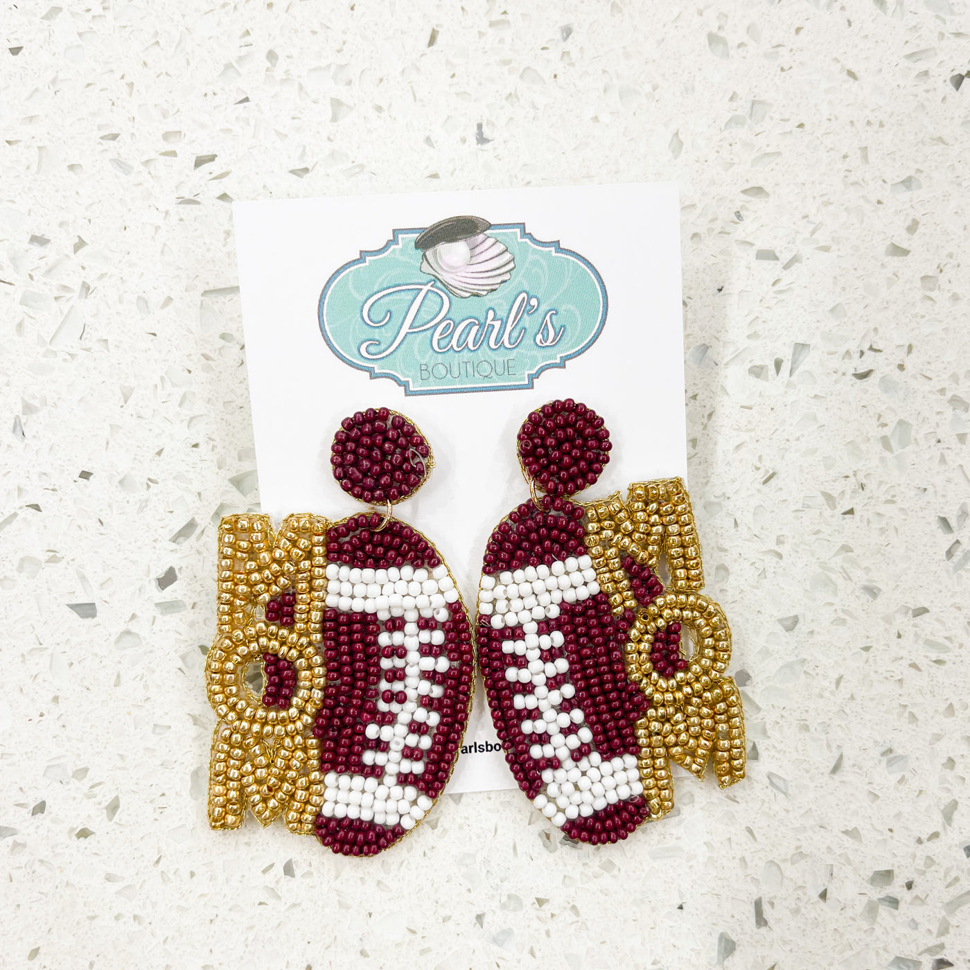 Brown Football Mom Earrings