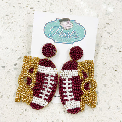 Brown Football Mom Earrings
